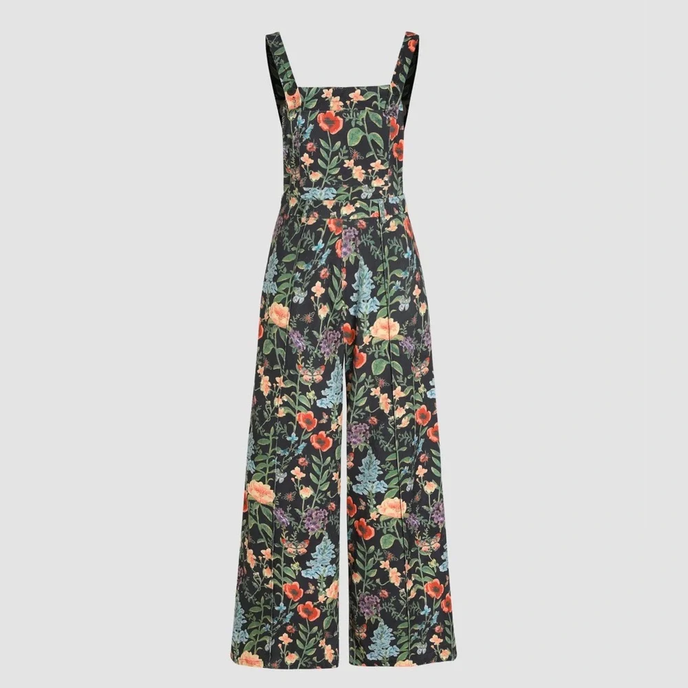 Cider LIGHTWEIGHT CORDUROY FLORAL BUTTON WIDE LEG JUMPSUIT XL SW2-7 - Picture 3 of 14